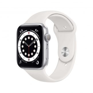 Apple Watch Series 6 44mm zilver - wit sportbandje